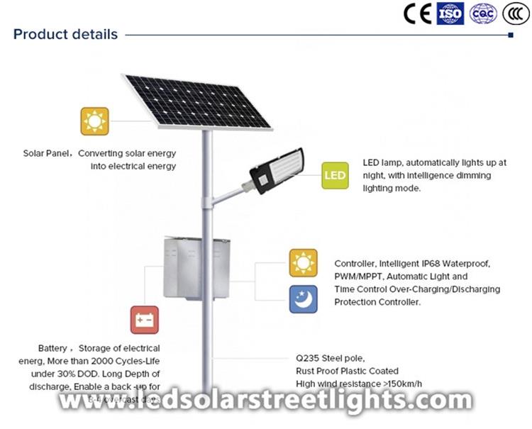 Detail of solar highway lighting system